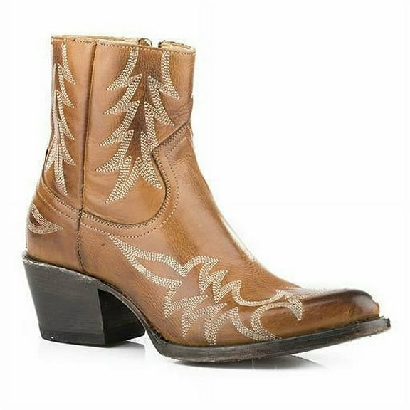 Women's Stetson Gianna Leather Boots Handcrafted Tobacco