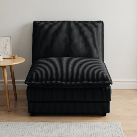 EPOWP Corduroy Single Sofa Chair for Modular Sectional Sofa, Black, 2 PCS