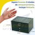 thumbnail image 3 of Caja Joyero, Alajero Grande de 3 Niveles Relicario Incluido Caja de Almacenamiento para Guardar Collares, Anillos, Aretes, Reloj, Pulseras, Organizador de Joyas Alhajero, Diseño Elegante, 3 of 9