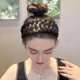 thumbnail image 2 of Diadema de peluca trenzada de cinco hebras con pelo blanco ensanchado hecha a mano pura diadema femenina otoño e invierno accesorios para el cabello de alta presión con calavera, 2 of 5