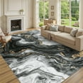 thumbnail image 5 of Garvee 9'x12' Modern Abstract Area Rug Washable Living Room Rug, Stain-Resistant Contemporary Soft Accent Carpet Non-Slip Low Pile Colorful Rugs for Bedroom Dining Room Home Decor, Black, 5 of 8