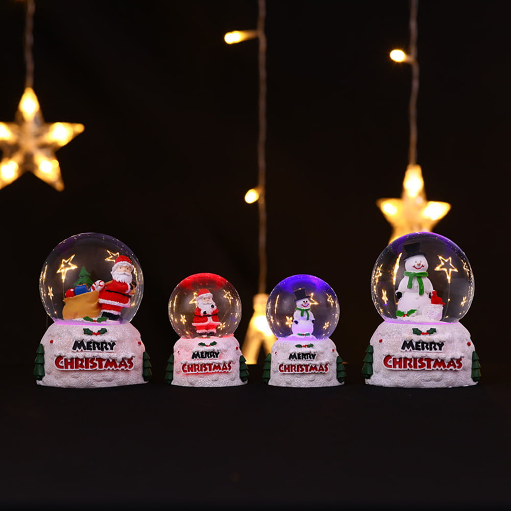 Zoomarlous Crystal ball crystal ball decoration glowing Santa snowman glass ball decoration decorative desktop Christmas party decorations.