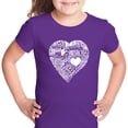 thumbnail image 1 of LA Pop Art Girl's Word Art T-shirt - LOVE IN 44 DIFFERENT LANGUAGES, 1 of 2