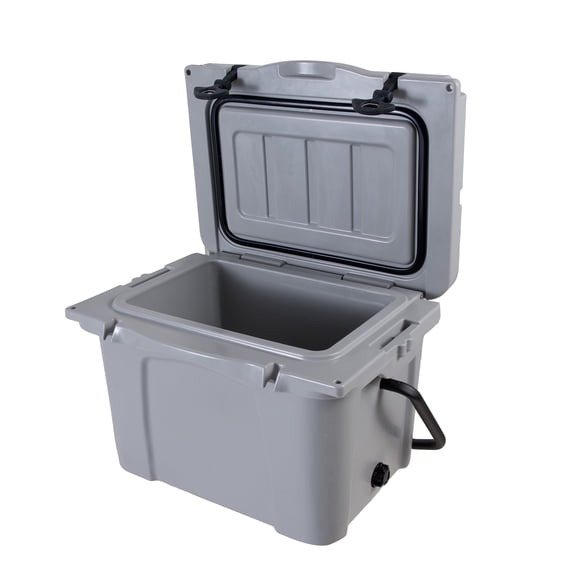 25QT Portable Insulated Hard Cooler Ice Chest with Built-in Bottle Opener, Cup Holders and Measuring Ruler, Perfect for Travel, Beach, Camping, Fishing and Outdoor Activities