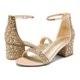 thumbnail image 2 of Sandalia DREAM PAIRS Tacón Bajo Grueso Dorado con Rhinestones Talla 11, 2 of 6