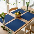 thumbnail image 5 of Navy Blue Placemats Set of 4, Modern Rustic Deep Blue Solid Cover Washable Wipeable Table Mats for Dining Tables, Indoor Outdoor Kitchen Place Mats for Holiday Party Table Decor, 5 of 9