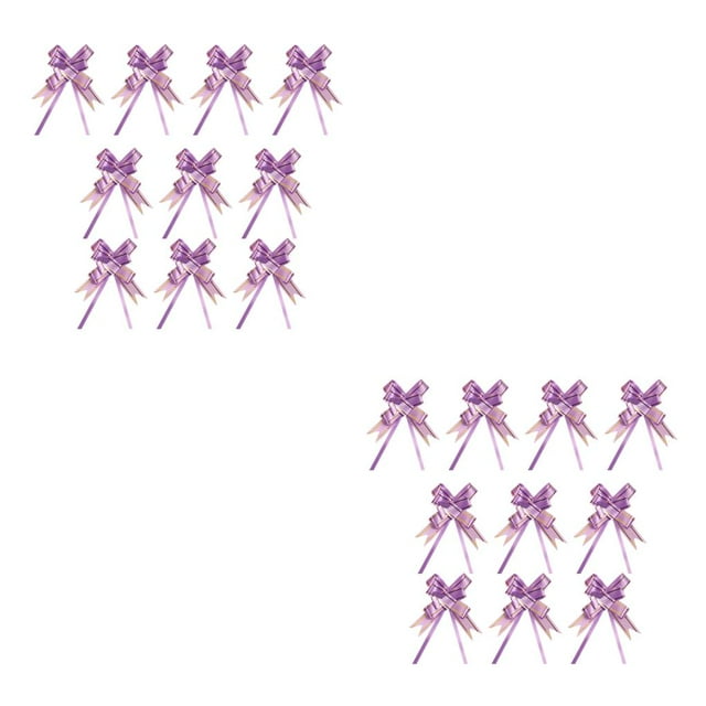 Guardoinrt 10 Pack Bow Pull Decor Multi-colors Festive Packing Hand-Pulled Flower Gold Light Purple 2Set