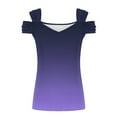 thumbnail image 4 of cfhntfmh Tops for Women Trendy Cold Shoulder V Neck Short Sleeve Fashion Print Shirts Casual Summer Workout Tunic Tops, 4 of 5
