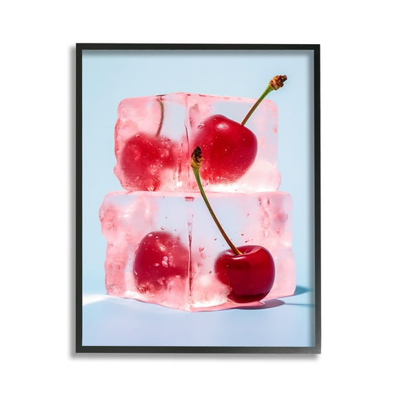Stupell Industries Cherry Ice Cubes Food & Beverage Painting Black Framed Art Print Wall Art, 11 x 14