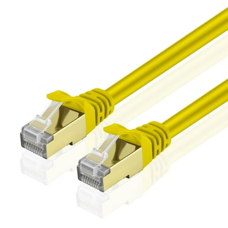 Goldstone Plugs - Cat6 Ethernet Patch Cable (10 Feet) - Professional Gold Plated Snagless RJ45 Connector Computer Networking Wire Cord Plug Premium Shielded Twisted Pair (Yellow)
