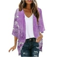 thumbnail image 2 of Aloohaidyvio Cardigan Sweaters for Women,Women's Lightweight Cardigan Fashion Half Sleeve Chiffon Beach Cover Ups Cardigans, 2 of 5