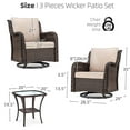 thumbnail image 2 of Outdoor 3 Pieces Bistro Set, Patio Swivel Wicker Glider Patio Chairs with Table Set, with 4”Thick Cushions and Coffee Table for Porch, Balcony, Deck, Blue, 2 of 9