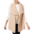 thumbnail image 1 of Kensie Womens Fuzzy Fashion Vest, Beige, Large, 1 of 1