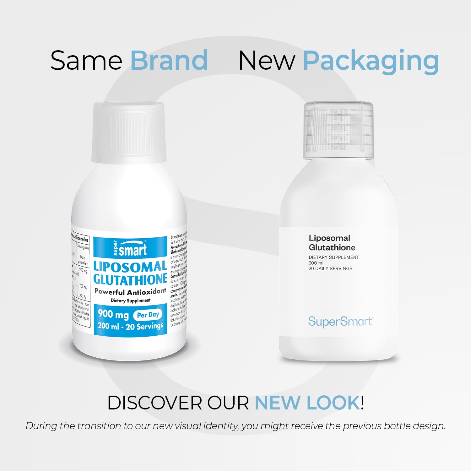 SuperSmart Liposomal Glutathione Liquid 900mg per Day (High Potency) - Highly Bioavailable Form of Glutathione - Enhanced Antioxidant with Vitamin C | Non-GMO & Gluten Free - 200ml - 20 Servings