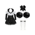thumbnail image 2 of iiniim Kids Girls Cheerleading Cheer Leader Dance Dress with Pom Poms Headwear Socks Party A White&Black 16, 2 of 7