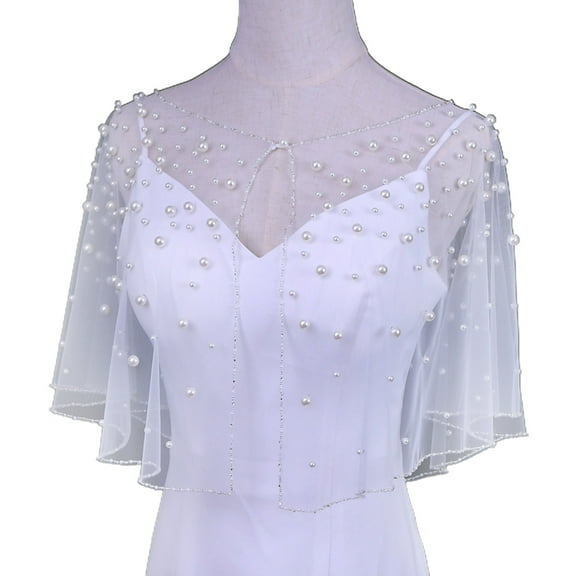 Gieenan Female Summer Wedding for Jacket Bolero Pearl Beads Embroidery Bridal Sunscreen Shawl Wraps Evening Cape Cover