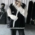thumbnail image 5 of Suéteres de punto para hombres Chaleco sin mangas Ropa para hombre Chaleco negro Icono empalmado Ajuste holgado Grueso Invierno Primavera Otoño Jerséis S, 5 of 5