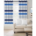thumbnail image 2 of Blue Ombre Striped Blackout Curtains, Light Blocking Print Window Curtains, Farmhouse Stripes Simple Art Thermal Insulated Window Drapes for Living Room Kitchen Cafe 2 Panels, 84"W x 63"L, 2 of 9