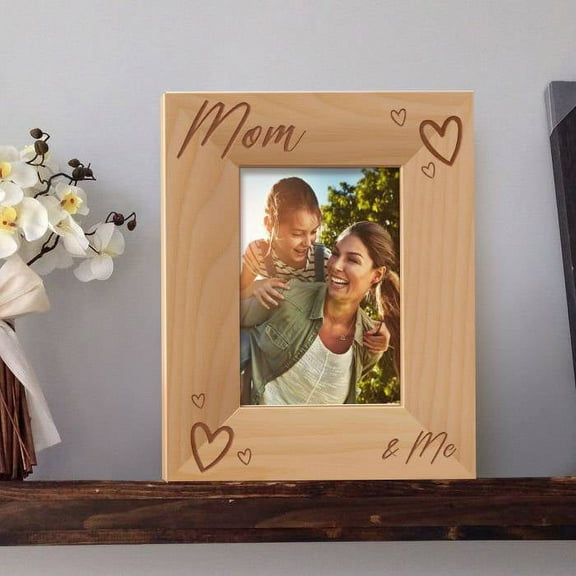 Mom and Me Personalized Wooden Picture Frame 3 1/2" x 5" Brown (Vertical)