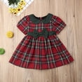 thumbnail image 2 of Bébé bébé Filles Noël Plaids Bowknot Princesse Robe à Manches Courtes Parti Robes de Noël, 2 of 8