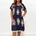 thumbnail image 1 of RWJDXD RWJDXD Ample et Confortable en Été Robes d'Été pour Femmes Tendance Boho Imprimé Floral Couverture Col Rond Robes d'Été Manches Longues Robe Maxi pour Femmes, 1 of 7