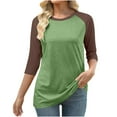 thumbnail image 2 of Wensltd Blouse à Manches Longues pour Femmes Col Rond Raglan T-Shirts Respirants Tendance Printemps Automne Hauts Violet, 2 of 4