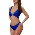 thumbnail image 4 of INSPIRE CHIC Women's Wide Strap O Ring Cut Out V Neck Bikini Sets, 2 Pieces Tie Back Top Triangle Bottom Swimwear Suits X-Large Royal Blue, 4 of 5