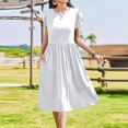 thumbnail image 3 of WILLBEST Vestidos Casuales Para Mujer 1 Vestido Casual Con Bolsillo Y Manga Con Volantes De Color Sólido Para Mujer, 3 of 3