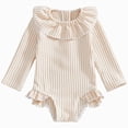 thumbnail image 1 of Gubotare Infant Swimsuit Girls Long Sleeve Rash Guard Swimsuit 2T 3T (Beige,2-3 Years), 1 of 6