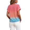 thumbnail image 3 of Wang6 Womens Plus Size Short Sleeve T Shirts Causal Loose Fit Gradient Printed Summer Tops Trendy Crew Neck Tees Shirts Pink S, 3 of 6