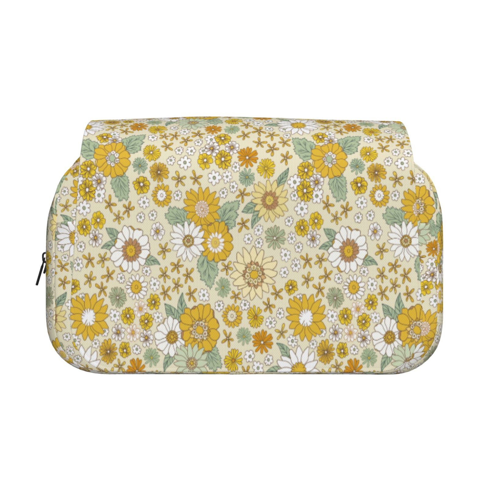 Rateoe Cute Sunflower Pattern Double Clamshell Pen Case, Storage Organizer with Two Zipper Compartments– Holds Up to 50 Pencils & Pens