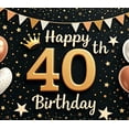 thumbnail image 4 of Golden Glitter Happy Birthday Banner Adult Milestone Celebration Polyester Decoration for Indoor Party Event Celebration, 4 of 7