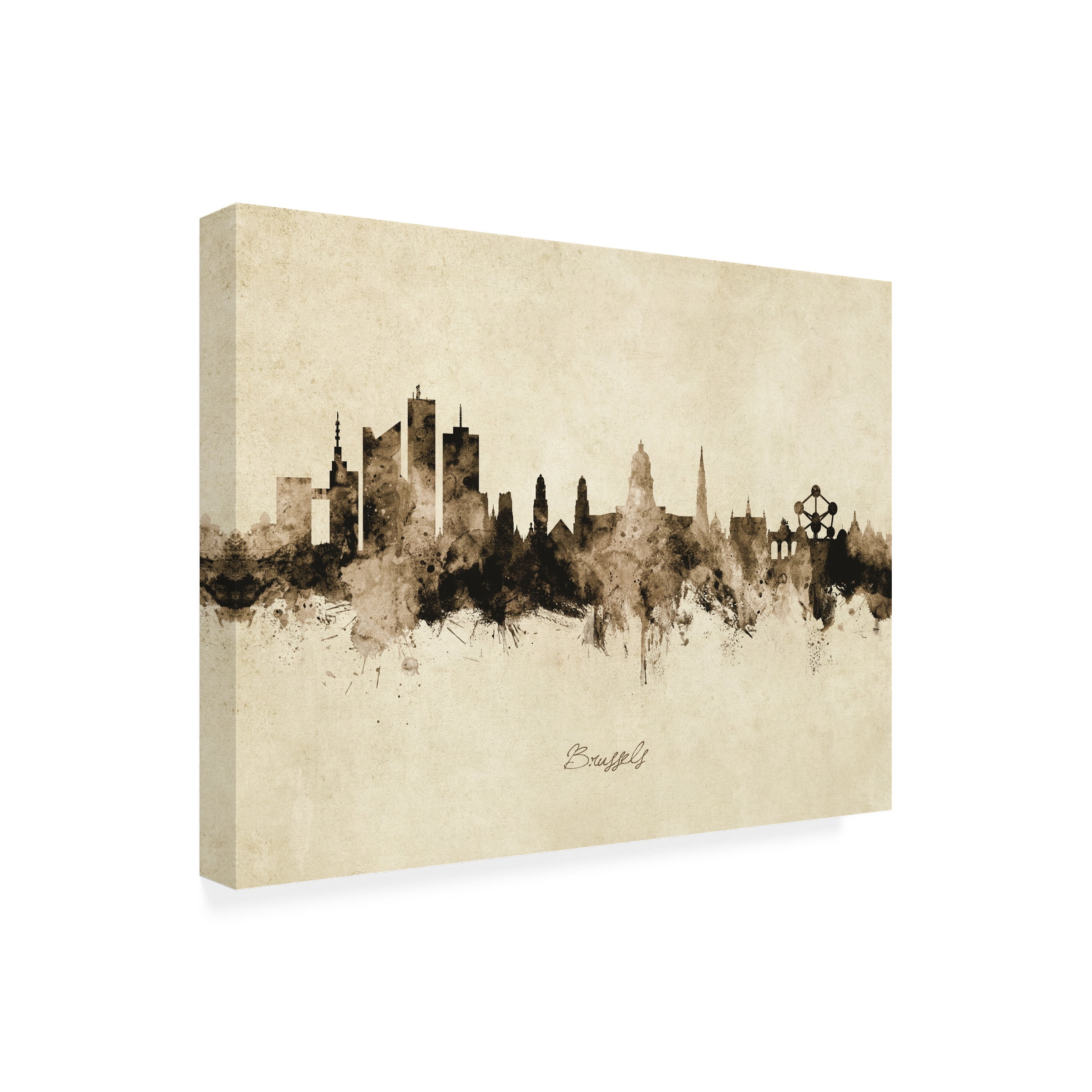 Michael Tompsett 'Brussels Belgium Skyline Vintage' Canvas Art
