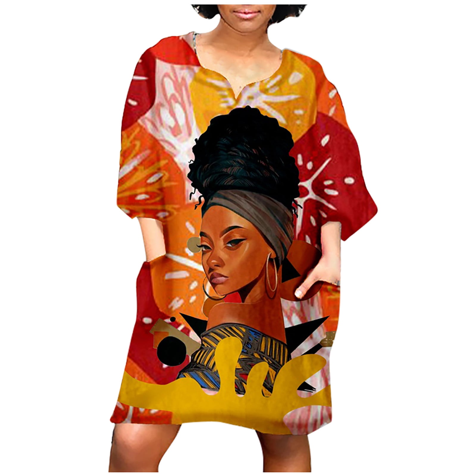 Follure African Vintage Print V Neck Casual Mini Kuwait Ubuy