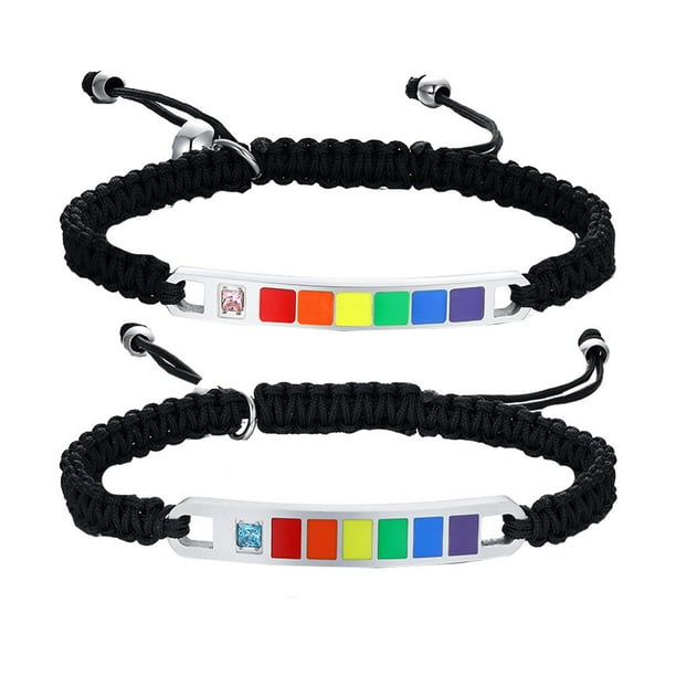 1 par de cuerdas manuales de nylon amantes ajustables pulseras de brazaletes de arco iris pulseras
