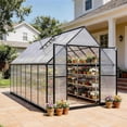 thumbnail image 2 of ALAULM 8x14 ft Outdoor Polycarbonate Greenhouse with Aluminium Frame, Walk-in Greenhouse with Drainage Channel, 2 Adjustable Roof Vents, Lockable Double Doors for Garden Backyard Patio Lawn, 2 of 8