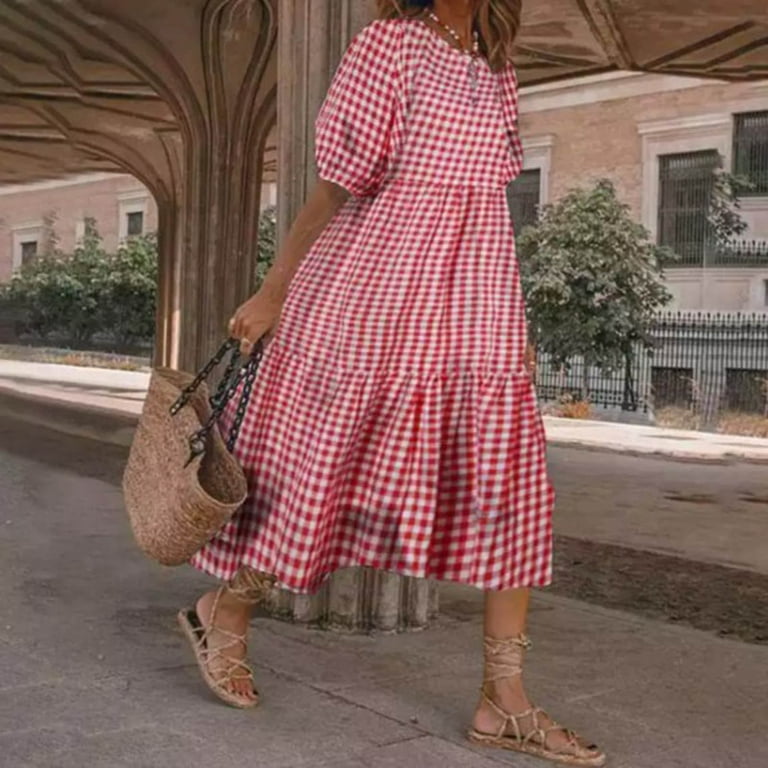 plus size plaid dress Universal Standard Plus Size Cooling Stretch Cupro Savannah Dress main image 1