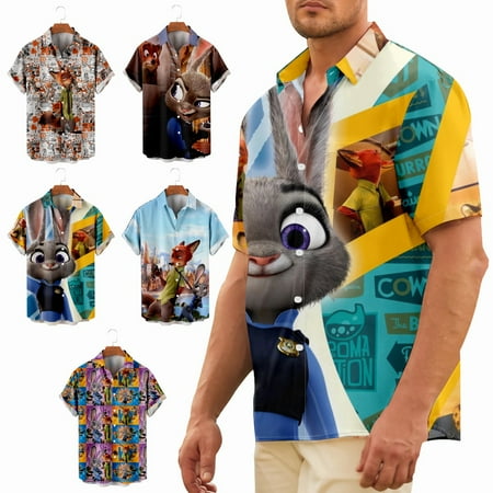 

Big Men s Button Down Short Sleeve Shirt Novelty Retro Blouses Plus Size Men