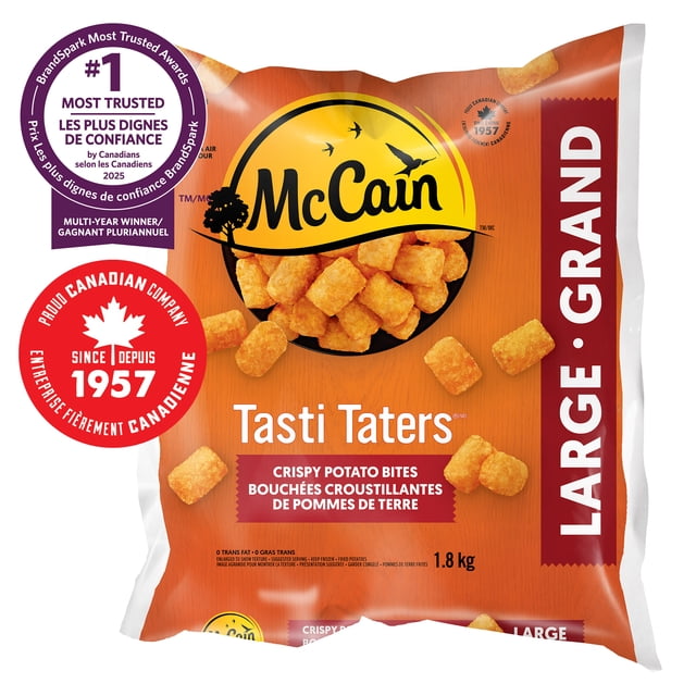 McCain® Tasti Taters®, Crispy Potato Bites Made in Canada from domestic and imported ingredients, 1.8kg