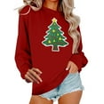 thumbnail image 2 of HOMBOM Crewneck Sweatshirts for Women Wine Cute Christmas Light Up Tree Merry Adults Sweatshirt Casual, 2 of 6