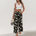 thumbnail image 6 of Delayuji Women's Wide Leg Pants Floral Printed Palazzo Pants High Waisted Casual Loose Straight Leg Pants with Pockets Womens Trousers, 6 of 6