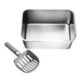 thumbnail image 4 of Bandeja de arena para gatos, bandeja de arena para gatos de acero inoxidable, fácil de limpiar, resistente, recipiente para lavabo de arena para gatos 36x27x15cm, 4 of 8