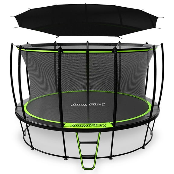 JumpFlex HERO 15' Trampoline Outdoor Activity Set with SMARTSHADE Canopy Cover