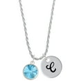 thumbnail image 1 of Delight Jewelry 12mm Crystal Rivoli - Hot Blue Silvertone Script Initial Disc - C - Charm Necklace, 20"+3", 1 of 4