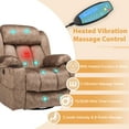 thumbnail image 4 of 360° Swivel Glider Rocking Recliner Chair, Overstuffed Manual Massage Recliner with Heat and Vibration, Single Modern Sofa Home Seating for Living Room, Cup Holders/USB Ports (Plush-Brown), 4 of 7