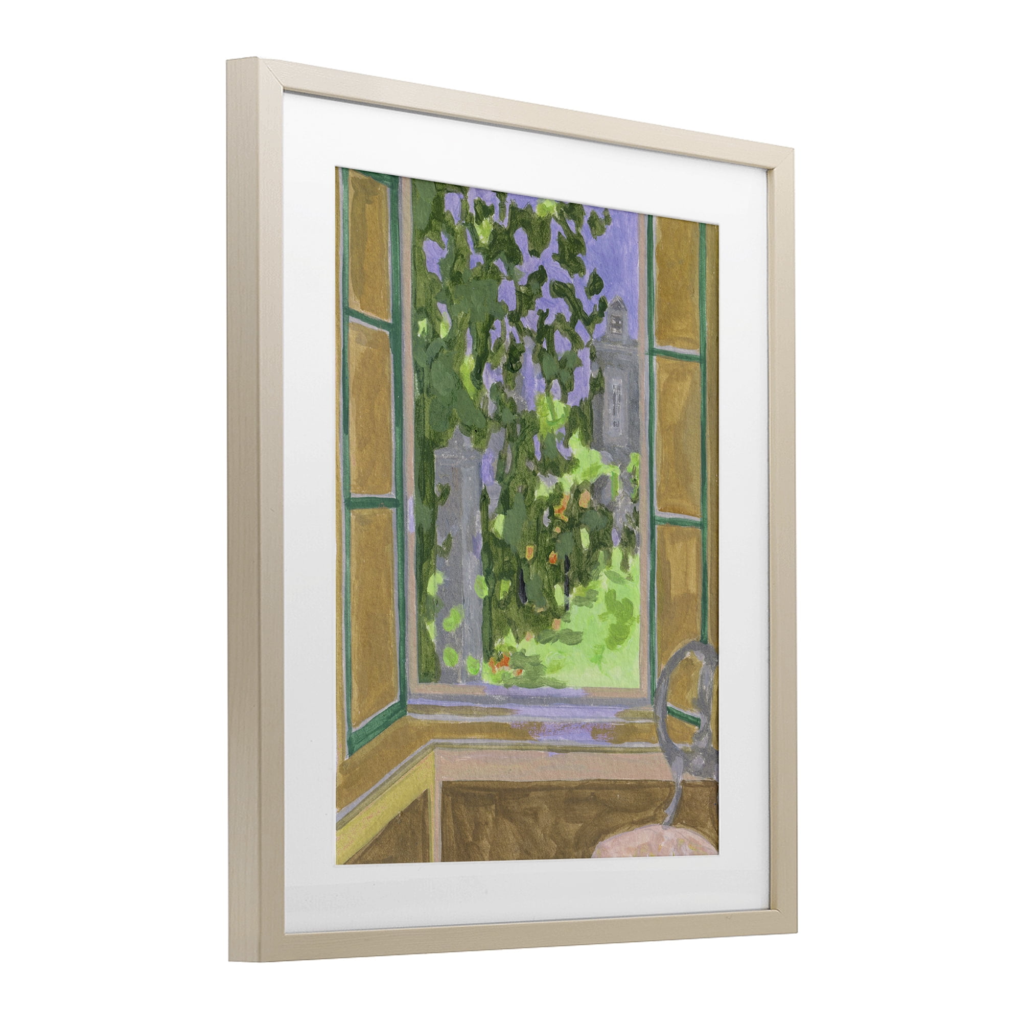 Seat For Spring Expression Birch Framed Print Under Glass, design by Melissa Wang