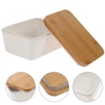 thumbnail image 3 of Butter Dish Container Plate Keeper Lid Cover Ceramic Wooden Box Covered Tray Bowl Porcelain Cheese Holder Dessert, 3 of 9