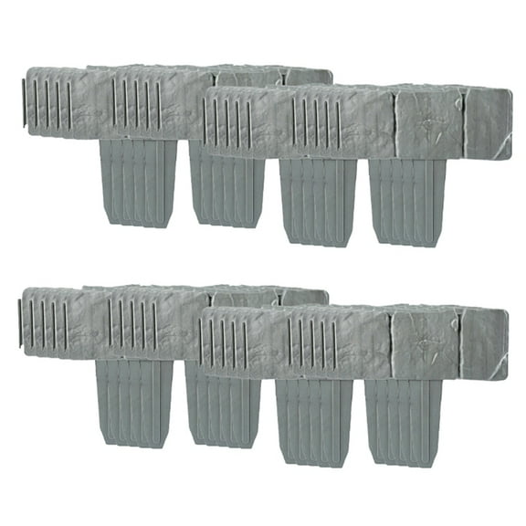 40PCS Garden Fence Imitation Stone Plant Support Stake Outdoor Landscape Edging Decorative Border,A PVC Imitation Stone Gray