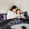 thumbnail image 6 of Feelyou Fashion Monogrammed P Bedding Comforter Set, Bling Butterfly Animal Twin Comforter Sets, Black Purple Sequin Print Reversible Bedding Set, Ultra Soft Bedroom Decor, 2-Piece, 6 of 8
