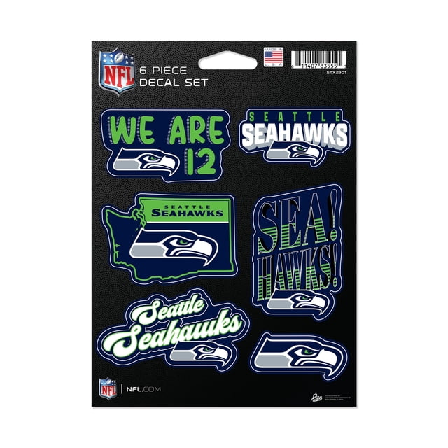 Rico Industries NFL Football Seattle Seahawks Juego de calcomanías de 6 piezas